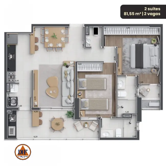 Foto 4 de Apartamento com 2 quartos à venda, 81m2 em Taubate - SP