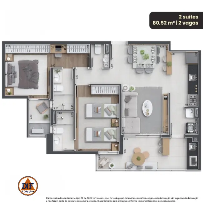 Foto 5 de Apartamento com 2 quartos à venda, 81m2 em Taubate - SP