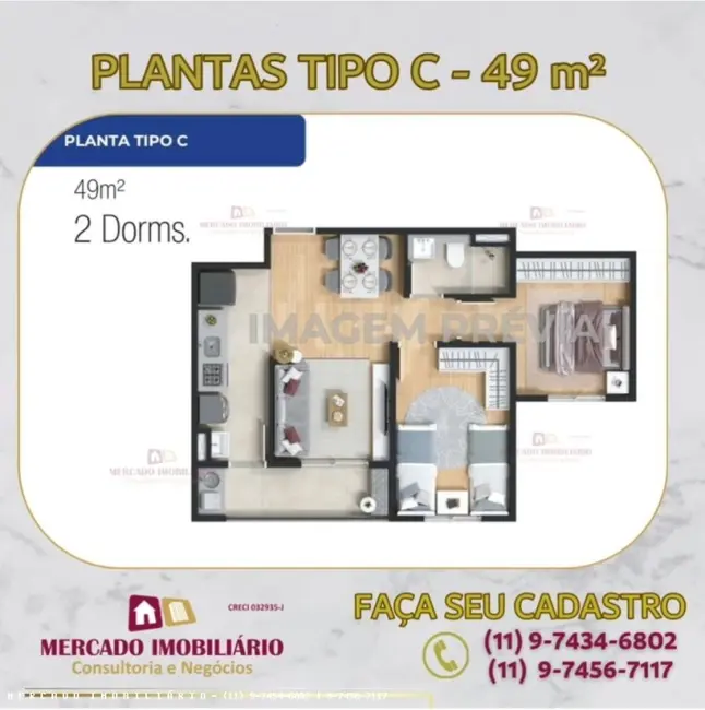 Foto 2 de Apartamento com 2 quartos à venda, 49m2 em Residencial das Ilhas, Braganca Paulista - SP