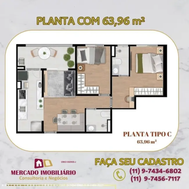 Foto 4 de Apartamento com 2 quartos à venda, 66m2 em Braganca Paulista - SP