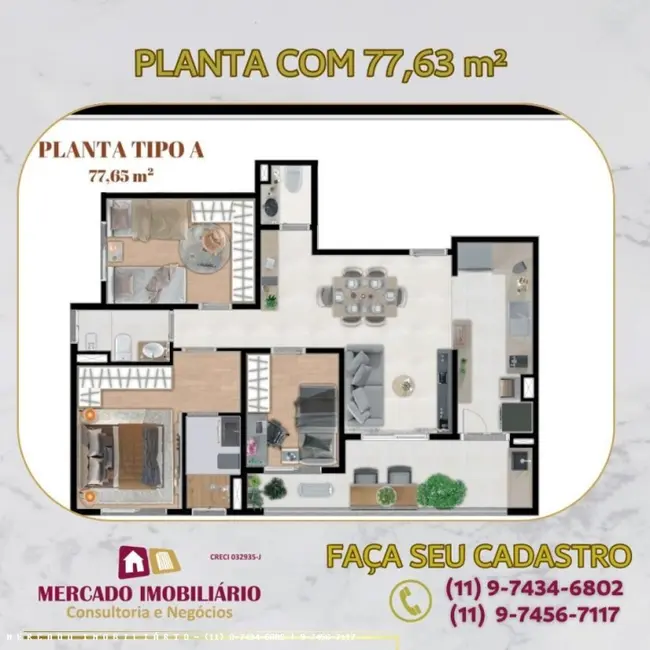 Foto 2 de Apartamento com 2 quartos à venda, 66m2 em Braganca Paulista - SP