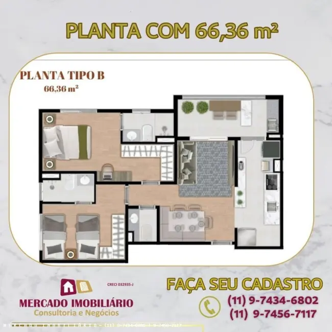 Foto 3 de Apartamento com 2 quartos à venda, 66m2 em Braganca Paulista - SP
