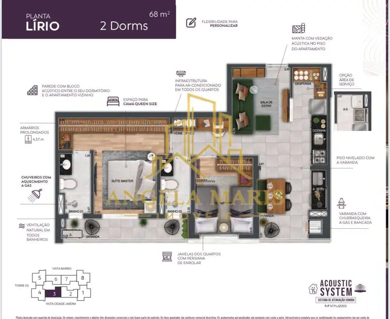 Apartamento com 2 quartos à venda, 68m2 em Sao Jose Dos Campos - SP - imagem 6 Foto 6 de Apartamento com 2 quartos à venda, 68m2 em Sao Jose Dos Campos - SP