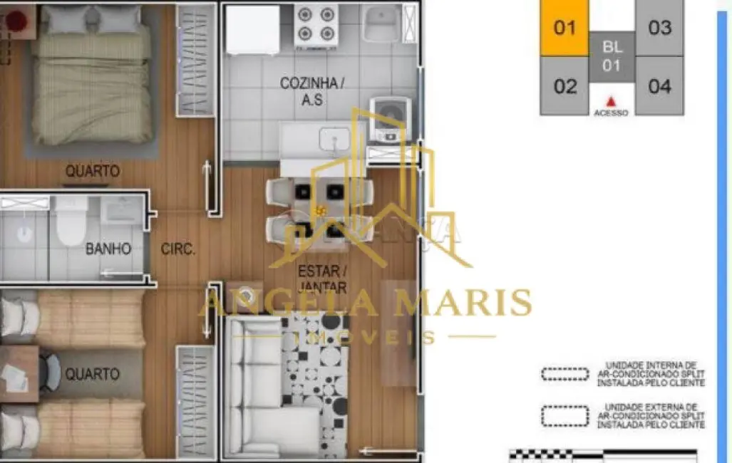 Foto 4 de Apartamento com 2 quartos à venda, 40m2 em Vila Nova Aliança, Jacarei - SP