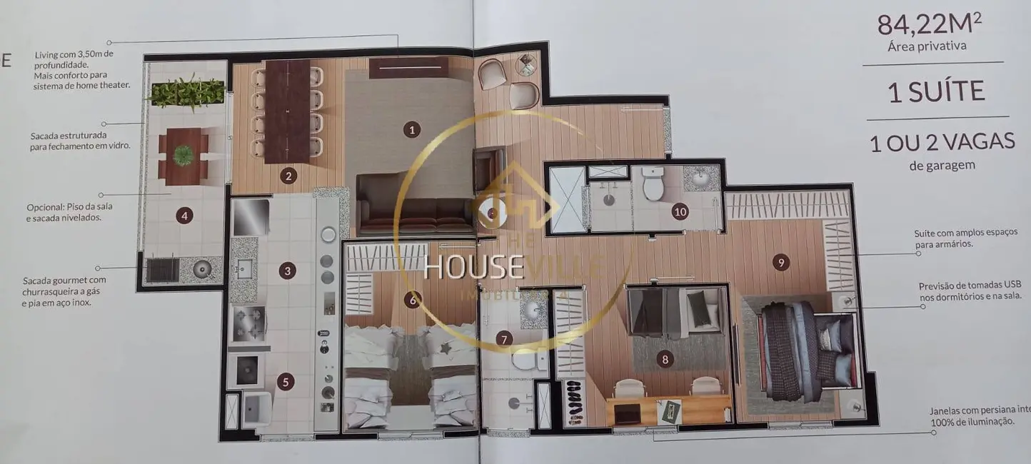 Foto 3 de Apartamento com 3 quartos à venda, 84m2 em Loteamento Villa Branca, Jacarei - SP