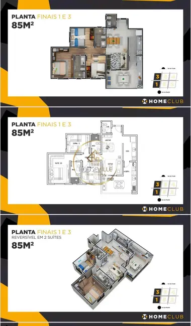 Apartamento com 3 quartos à venda, 85m2 em Sao Jose Dos Campos - SP - imagem 3 Foto 3 de Apartamento com 3 quartos à venda, 85m2 em Sao Jose Dos Campos - SP
