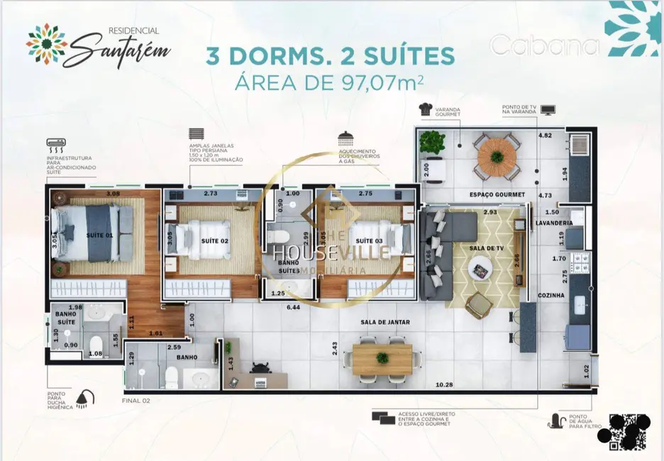 Foto 4 de Apartamento com 3 quartos à venda, 98m2 em Sao Jose Dos Campos - SP