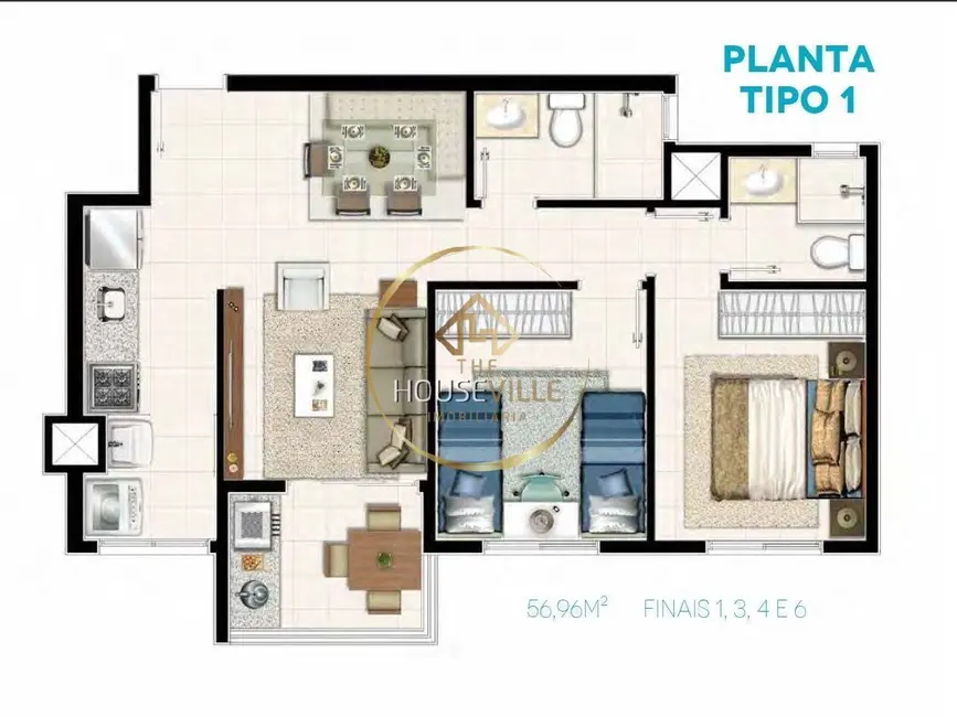 Foto 2 de Apartamento com 2 quartos à venda, 56m2 em Martim de Sá, Caraguatatuba - SP