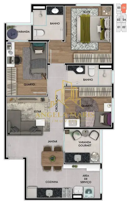 Foto 2 de Apartamento com 3 quartos à venda, 69m2 em Sao Jose Dos Campos - SP