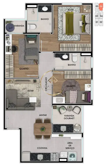 Foto 2 de Apartamento com 3 quartos à venda, 69m2 em Sao Jose Dos Campos - SP