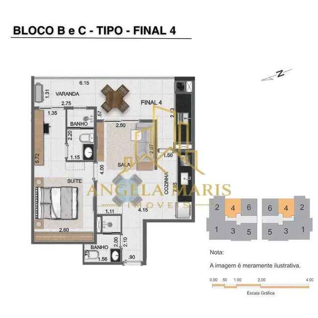 Foto 4 de Apartamento com 1 quarto à venda, 54m2 em Indaiá, Caraguatatuba - SP
