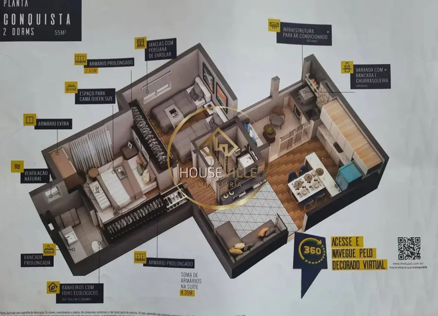 Foto 5 de Apartamento com 2 quartos à venda, 55m2 em Sao Jose Dos Campos - SP