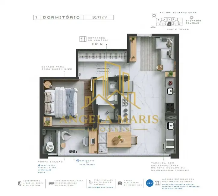 Foto 2 de Apartamento com 1 quarto à venda, 51m2 em Sao Jose Dos Campos - SP