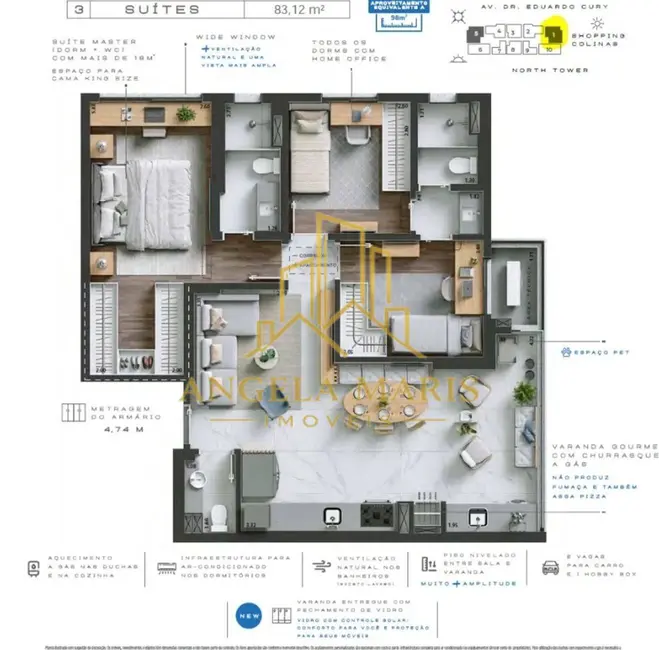 Foto 5 de Apartamento com 3 quartos à venda, 85m2 em Sao Jose Dos Campos - SP