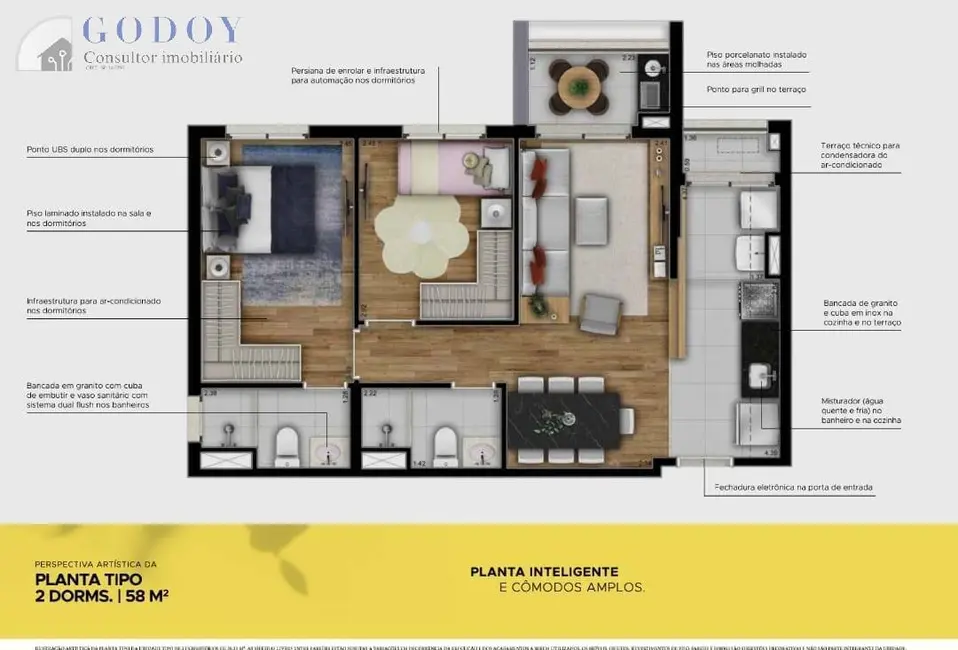 Foto 1 de Apartamento com 2 quartos à venda, 58m2 em Sao Jose Dos Campos - SP