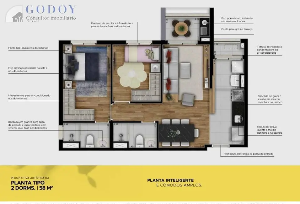 Apartamento com 2 quartos à venda, 58m2 em Sao Jose Dos Campos - SP - imagem 8 Foto 8 de Apartamento com 2 quartos à venda, 58m2 em Sao Jose Dos Campos - SP
