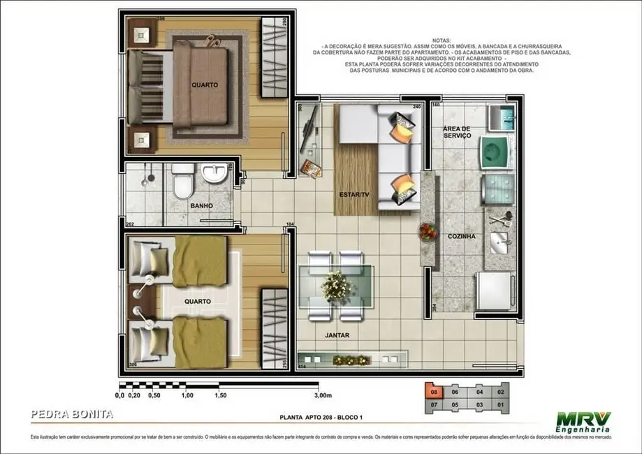 Foto 2 de Apartamento com 2 quartos à venda, 47m2 em Crispim, Pindamonhangaba - SP