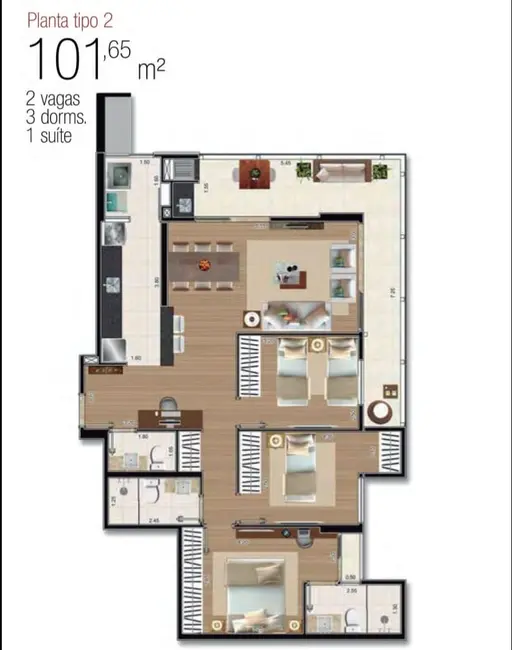 Foto 7 de Apartamento com 3 quartos à venda, 101m2 em Esplanada Independência, Taubate - SP