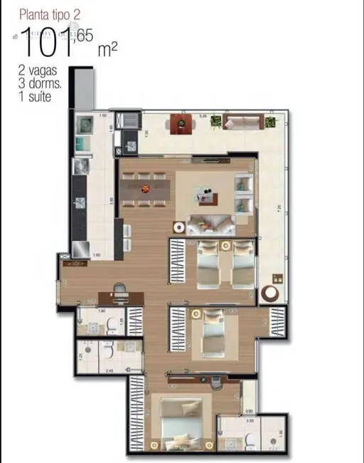 Foto 7 de Apartamento com 3 quartos à venda, 101m2 em Esplanada Independência, Taubate - SP