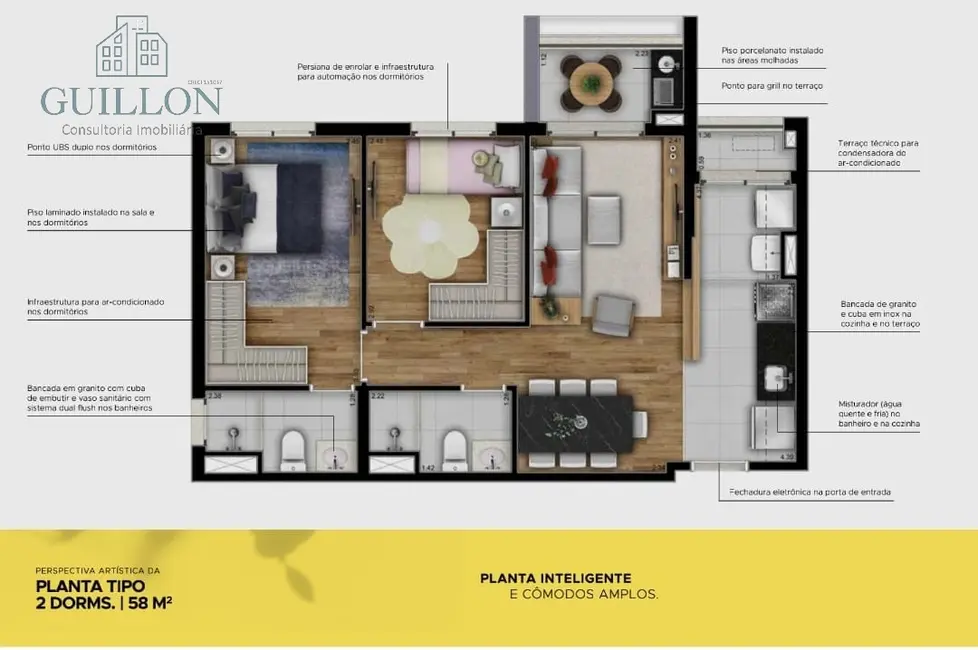 Foto 4 de Apartamento com 2 quartos à venda, 58m2 em Sao Jose Dos Campos - SP