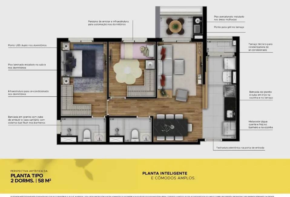 Foto 1 de Apartamento com 2 quartos à venda, 58m2 em Sao Jose Dos Campos - SP