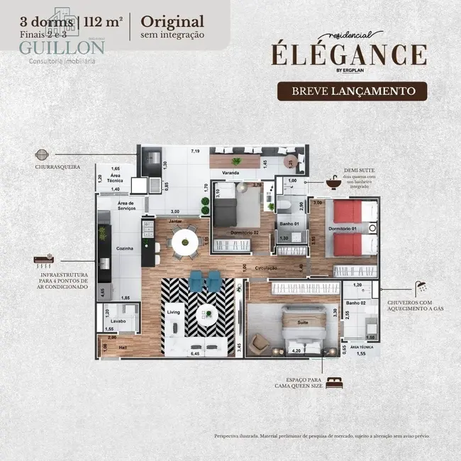 Foto 1 de Apartamento com 3 quartos à venda, 113m2 em Vila Costa, Taubate - SP