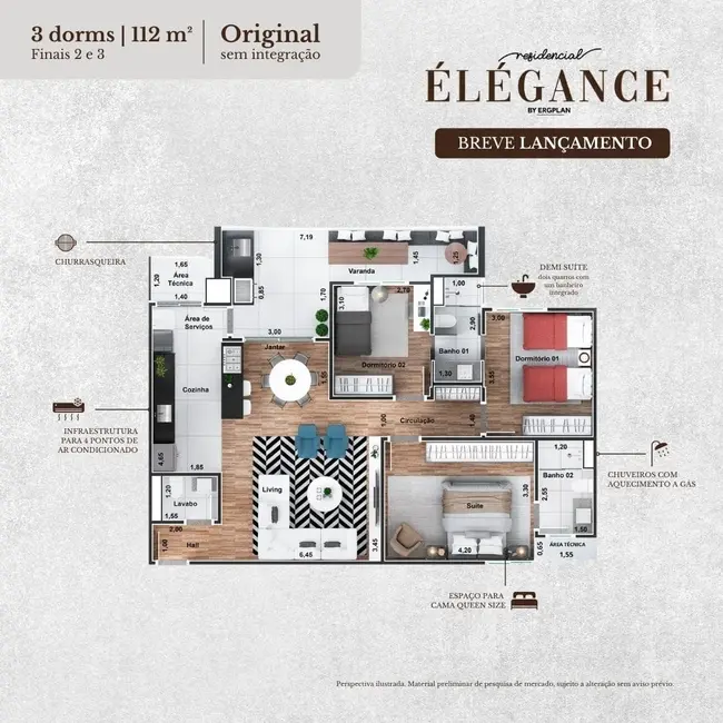 Foto 1 de Apartamento com 3 quartos à venda, 113m2 em Vila Costa, Taubate - SP