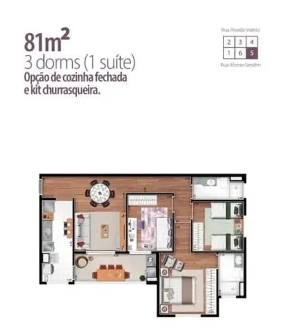 Foto 2 de Apartamento com 3 quartos à venda, 81m2 em Taubate - SP