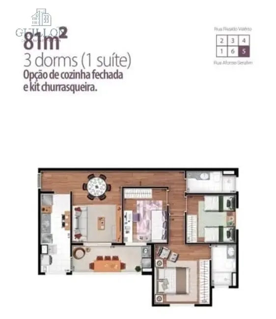 Apartamento com 3 quartos à venda, 81m2 em Taubate - SP - imagem 2 Foto 2 de Apartamento com 3 quartos à venda, 81m2 em Taubate - SP