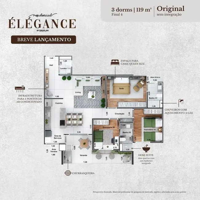 Foto 1 de Apartamento com 3 quartos à venda, 120m2 em Vila Costa, Taubate - SP