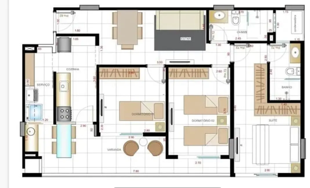 Foto 3 de Apartamento com 3 quartos à venda, 82m2 em Barranco, Taubate - SP