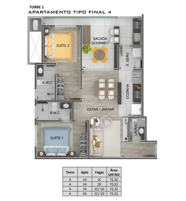 Foto 2 de Apartamento com 2 quartos à venda, 72m2 em Ubatuba - SP