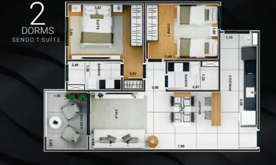 Foto 8 de Apartamento com 2 quartos à venda, 65m2 em Jardim das Nações, Taubate - SP