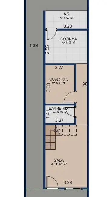 Foto 3 de Sobrado com 3 quartos à venda, 90m2 em Parque São Domingos, Pindamonhangaba - SP