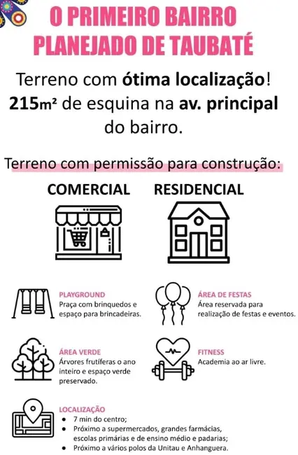 Foto 6 de Terreno / Lote à venda, 215m2 em Areão, Taubate - SP