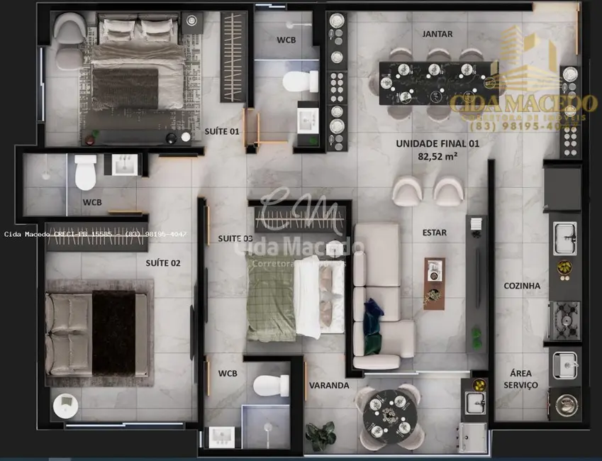 Apartamento com 2 quartos à venda, 56m2 em Intermares, Cabedelo - PB - imagem 9 Foto 9 de Apartamento com 2 quartos à venda, 56m2 em Intermares, Cabedelo - PB