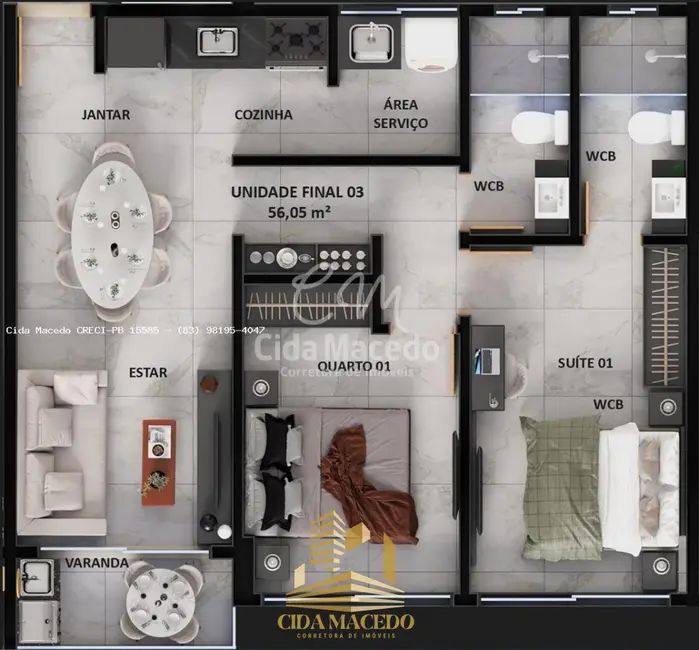 Apartamento com 2 quartos à venda, 56m2 em Intermares, Cabedelo - PB - imagem 2 Foto 2 de Apartamento com 2 quartos à venda, 56m2 em Intermares, Cabedelo - PB