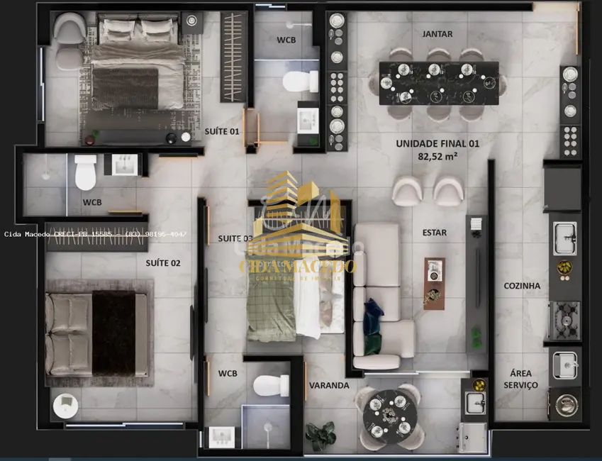 Foto 9 de Apartamento com 2 quartos à venda, 56m2 em Intermares, Cabedelo - PB