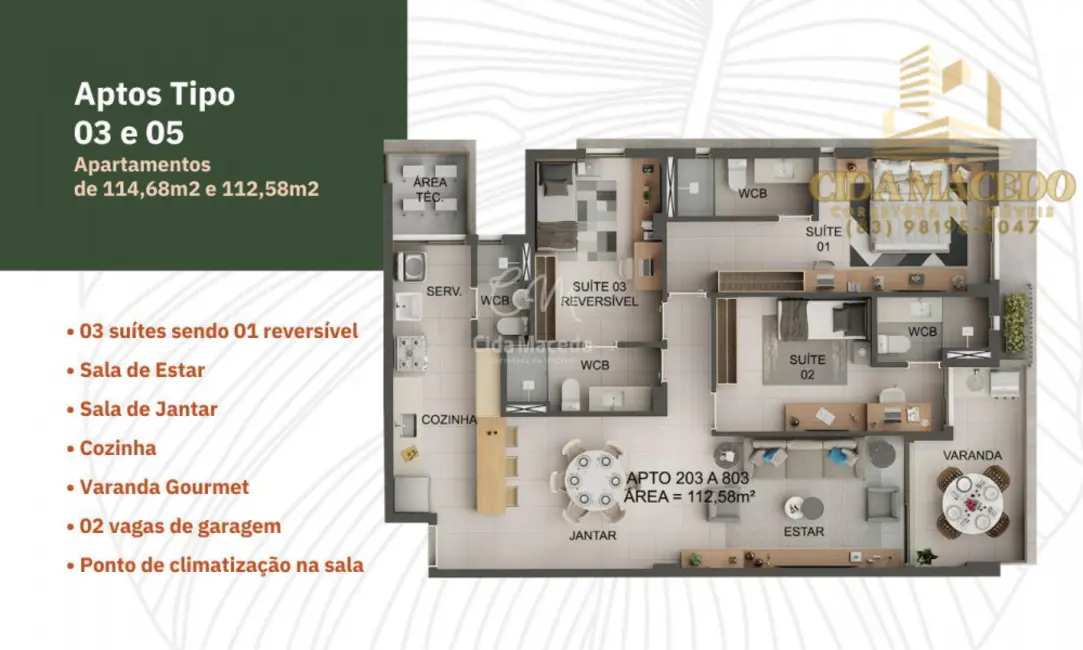 Foto 2 de Apartamento com 3 quartos à venda, 77m2 em Jardim Oceania, Joao Pessoa - PB