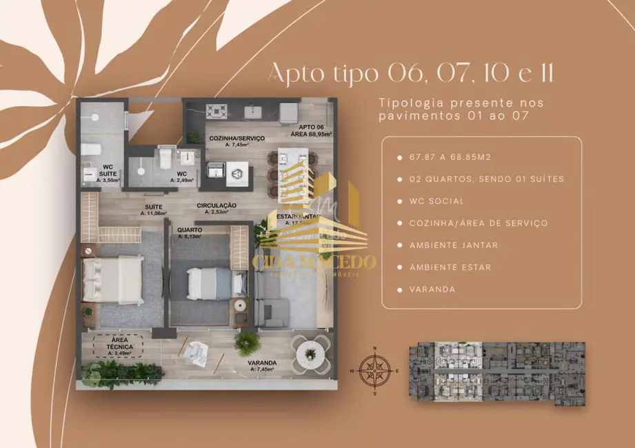 Foto 2 de Apartamento com 1 quarto à venda, 55m2 em Intermares, Cabedelo - PB