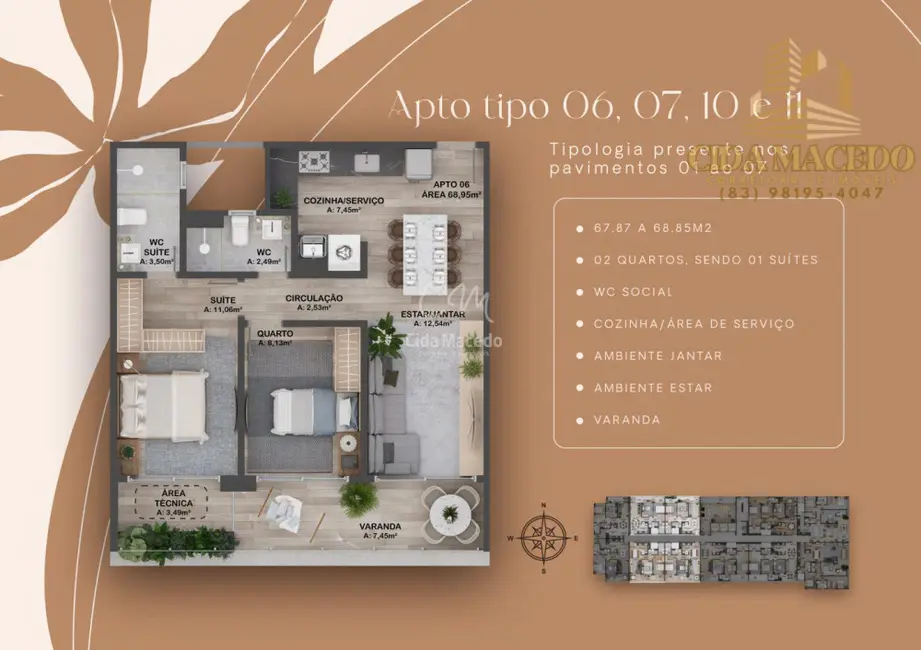 Apartamento com 1 quarto à venda, 55m2 em Intermares, Cabedelo - PB - imagem 2 Foto 2 de Apartamento com 1 quarto à venda, 55m2 em Intermares, Cabedelo - PB