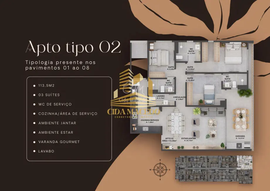 Foto 8 de Apartamento com 1 quarto à venda, 55m2 em Intermares, Cabedelo - PB