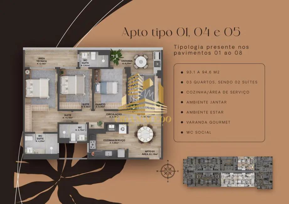 Foto 7 de Apartamento com 1 quarto à venda, 55m2 em Intermares, Cabedelo - PB