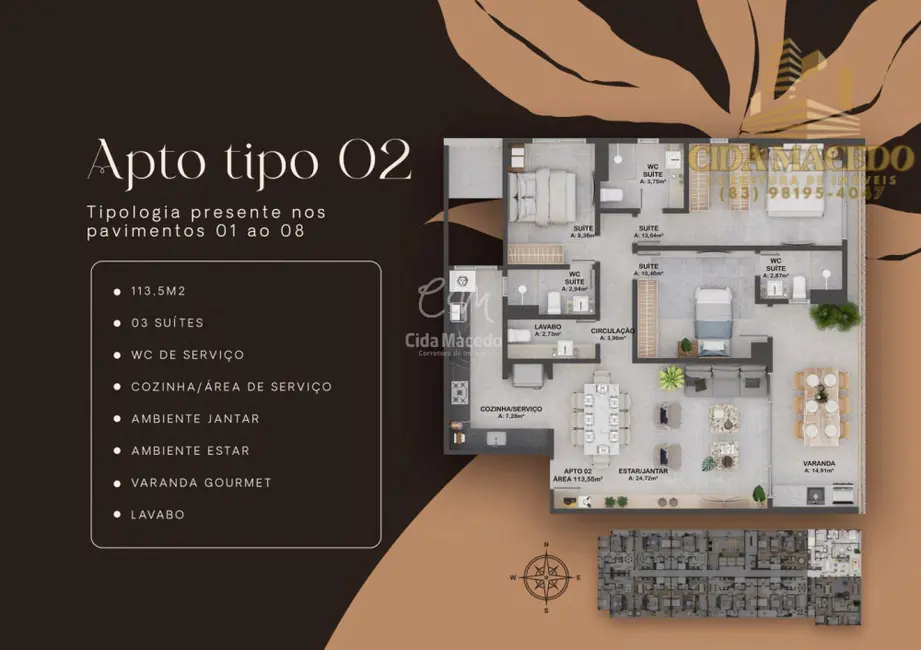 Apartamento com 1 quarto à venda, 55m2 em Intermares, Cabedelo - PB - imagem 8 Foto 8 de Apartamento com 1 quarto à venda, 55m2 em Intermares, Cabedelo - PB