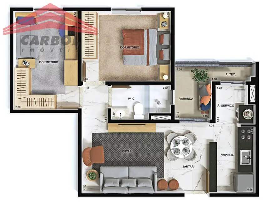 Foto 4 de Apartamento com 2 quartos à venda, 58m2 em Jardim do Lago, Jundiai - SP