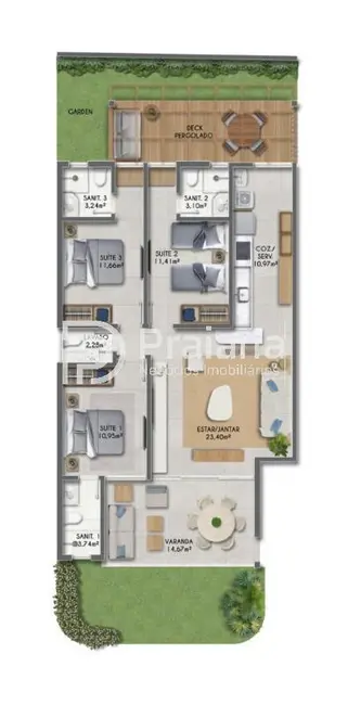 Foto 3 de Apartamento com 3 quartos à venda, 95m2 em Camacari - BA