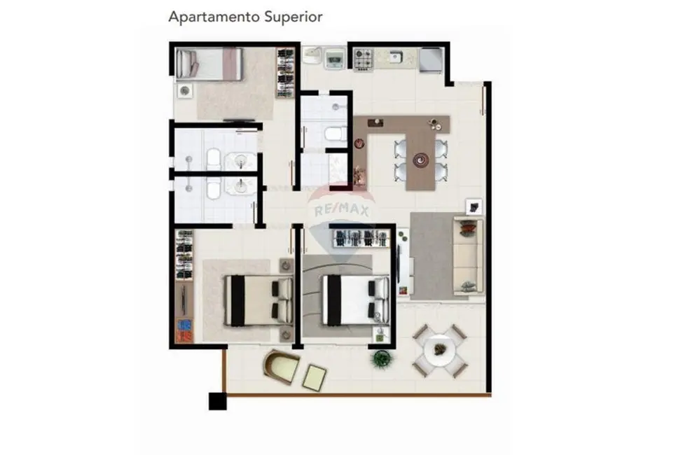 Apartamento com 3 quartos à venda, 85m2 em Camacari - BA - imagem 8 Foto 8 de Apartamento com 3 quartos à venda, 85m2 em Camacari - BA