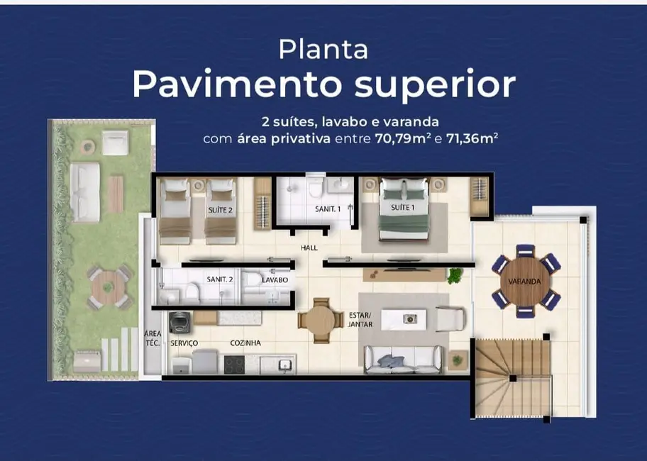 Apartamento com 2 quartos à venda, 68m2 em Camacari - BA - imagem 7 Foto 7 de Apartamento com 2 quartos à venda, 68m2 em Camacari - BA