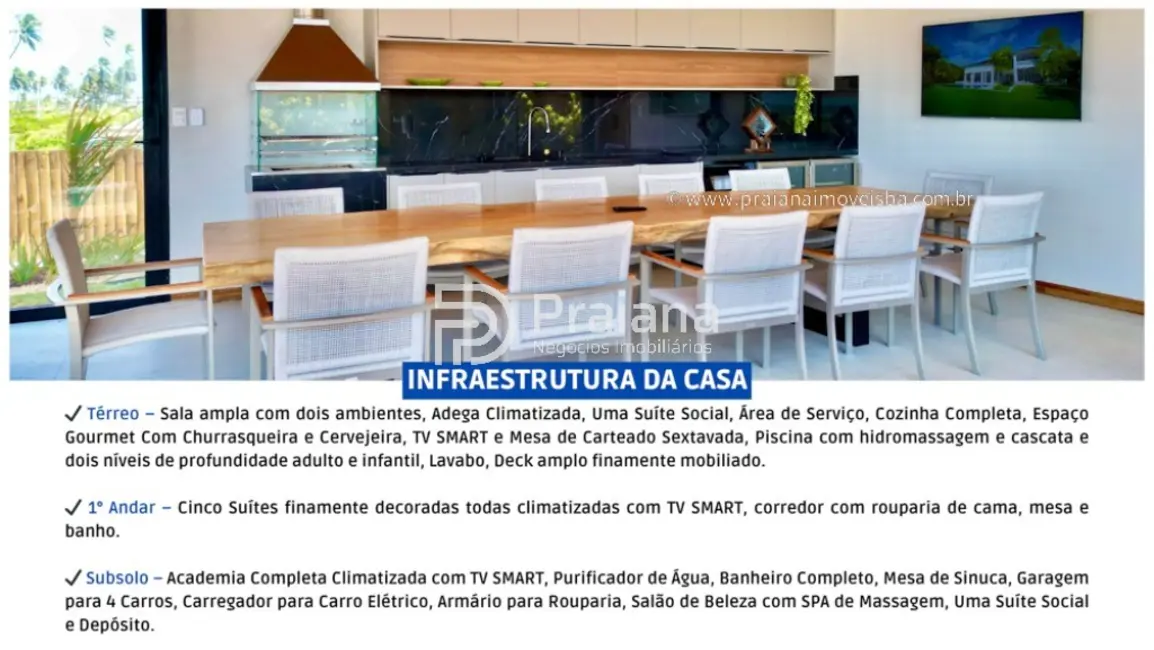 Foto 6 de Casa de Condomínio com 7 quartos à venda, 668m2 em Camacari - BA