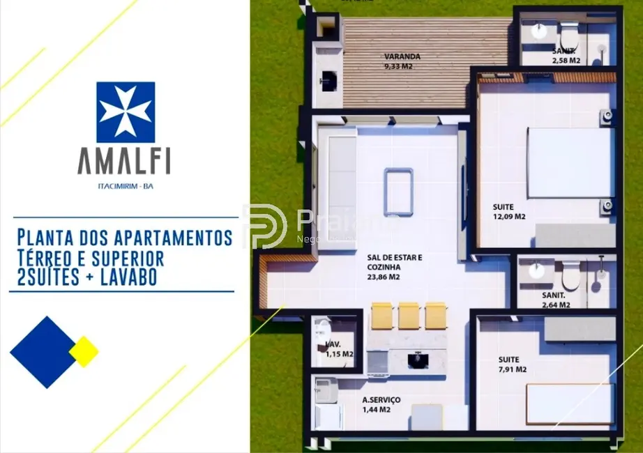 Foto 4 de Apartamento com 2 quartos à venda, 69m2 em Camacari - BA